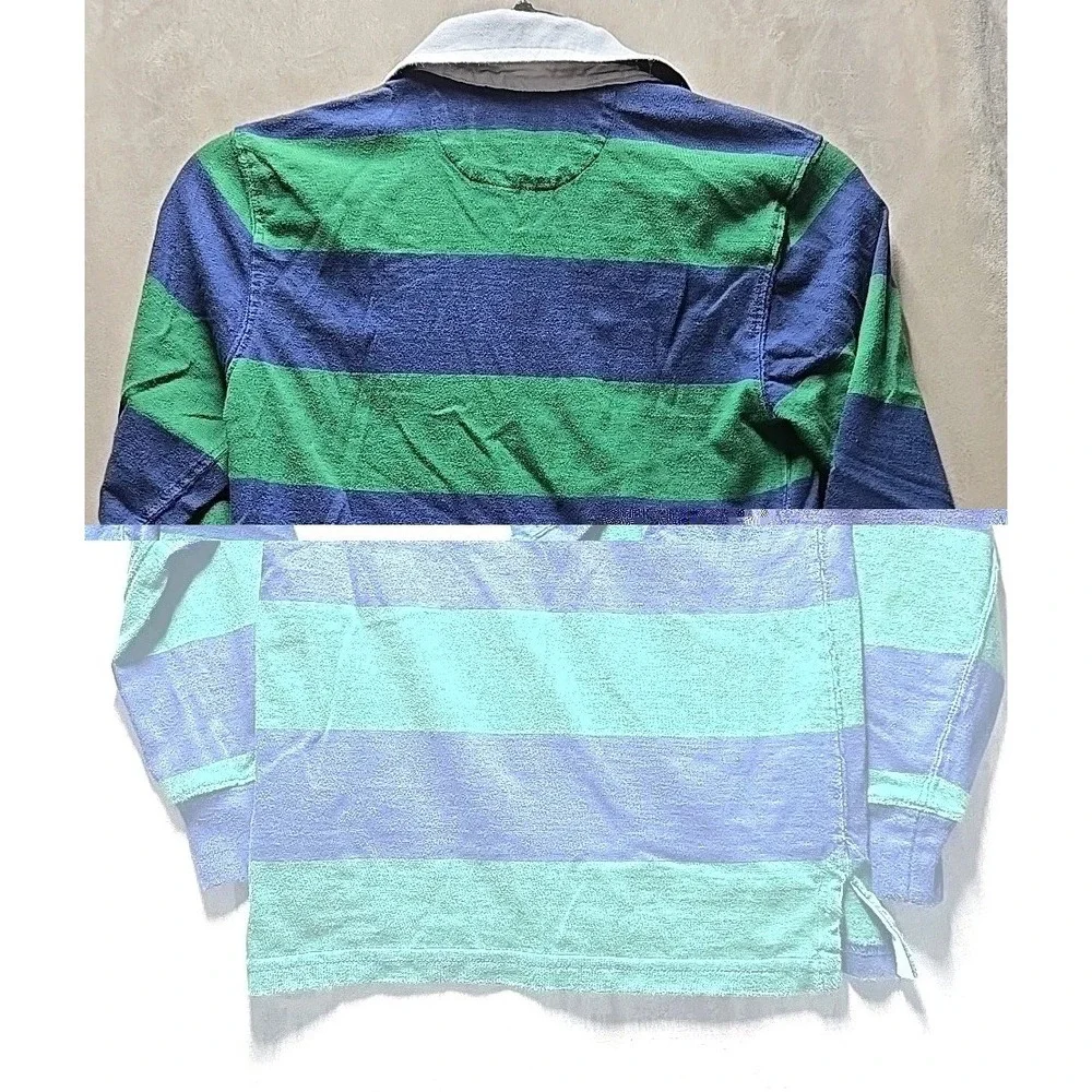 Polo Ralph Lauren Striped Rugby Polo Long Sleeve Boys Size Small‎ Green Blue